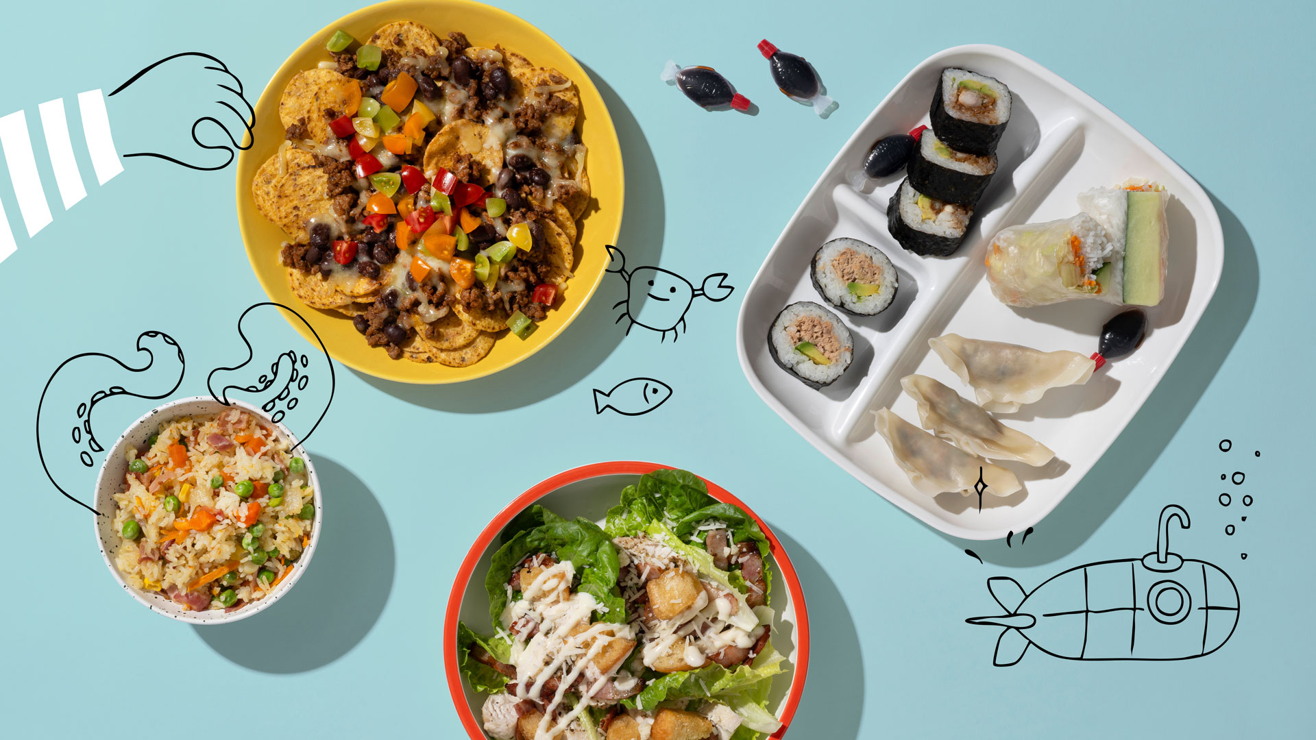 Selection of images of dishes from popular kids menus